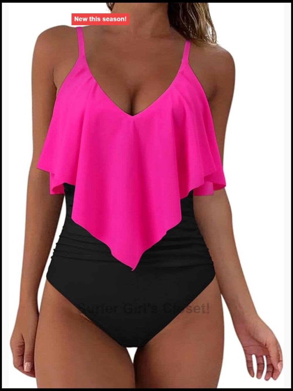 Tummy Control Ruffle One Piece Swimsuit Ruched High Waisted Monokini